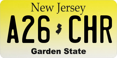 NJ license plate A26CHR