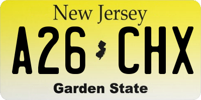 NJ license plate A26CHX