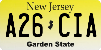 NJ license plate A26CIA