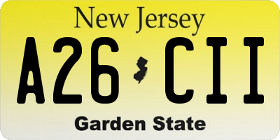 NJ license plate A26CII