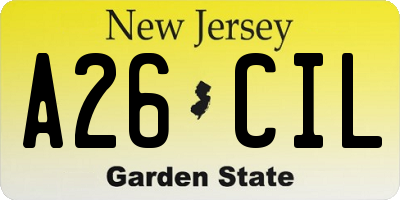 NJ license plate A26CIL