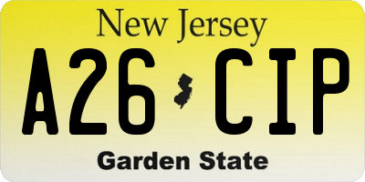 NJ license plate A26CIP