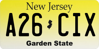 NJ license plate A26CIX