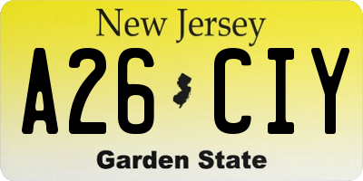 NJ license plate A26CIY