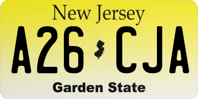 NJ license plate A26CJA
