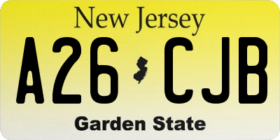 NJ license plate A26CJB