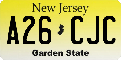 NJ license plate A26CJC
