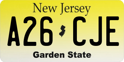 NJ license plate A26CJE