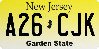 NJ license plate A26CJK