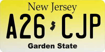 NJ license plate A26CJP