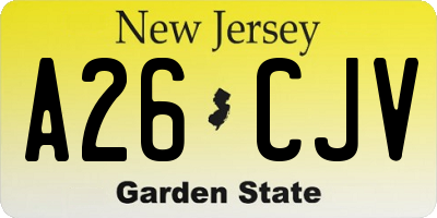 NJ license plate A26CJV