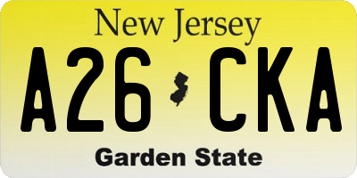 NJ license plate A26CKA
