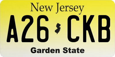 NJ license plate A26CKB