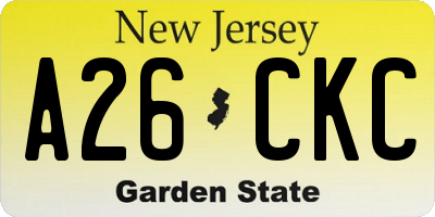 NJ license plate A26CKC