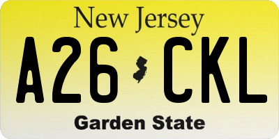 NJ license plate A26CKL