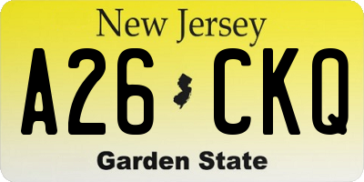 NJ license plate A26CKQ