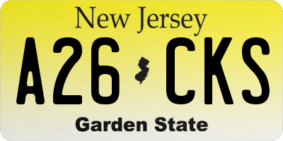 NJ license plate A26CKS