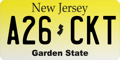 NJ license plate A26CKT