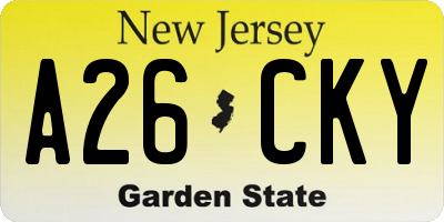 NJ license plate A26CKY