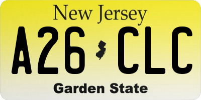 NJ license plate A26CLC