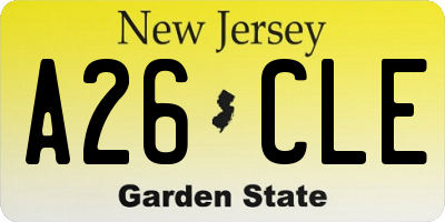 NJ license plate A26CLE
