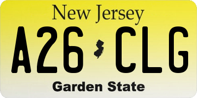 NJ license plate A26CLG
