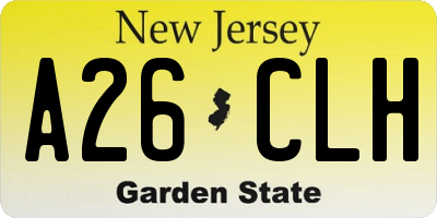 NJ license plate A26CLH