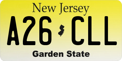 NJ license plate A26CLL