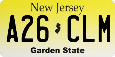 NJ license plate A26CLM
