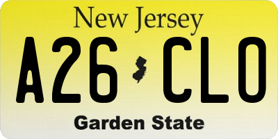 NJ license plate A26CLO