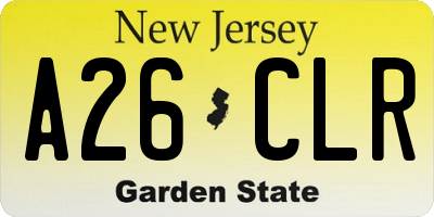 NJ license plate A26CLR