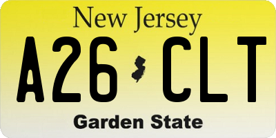 NJ license plate A26CLT
