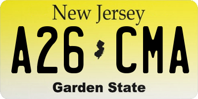 NJ license plate A26CMA