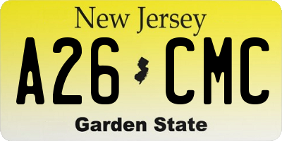 NJ license plate A26CMC