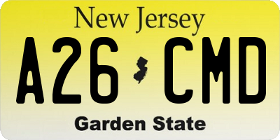 NJ license plate A26CMD