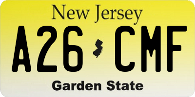 NJ license plate A26CMF