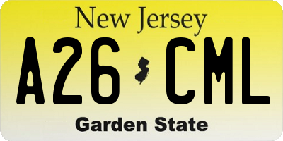 NJ license plate A26CML