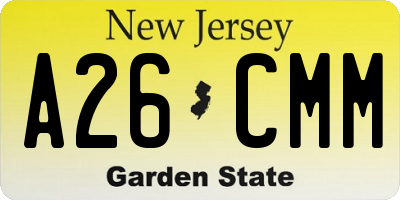 NJ license plate A26CMM