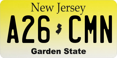 NJ license plate A26CMN