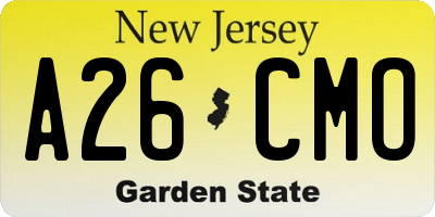 NJ license plate A26CMO