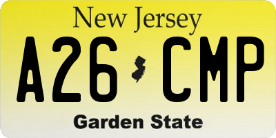 NJ license plate A26CMP