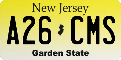 NJ license plate A26CMS