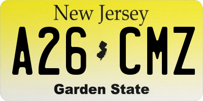 NJ license plate A26CMZ