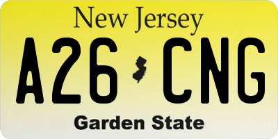 NJ license plate A26CNG