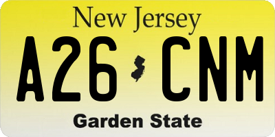 NJ license plate A26CNM