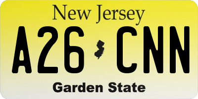 NJ license plate A26CNN