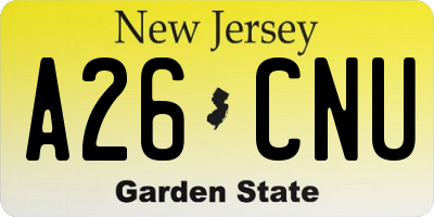 NJ license plate A26CNU