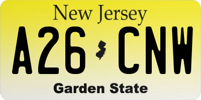 NJ license plate A26CNW