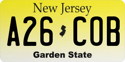 NJ license plate A26COB
