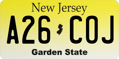 NJ license plate A26COJ